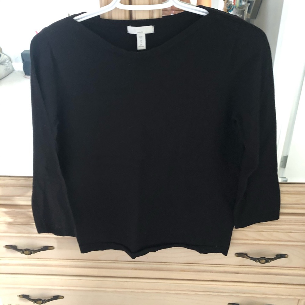 H&M Black Knit 3/4 Sleeve Tee size S